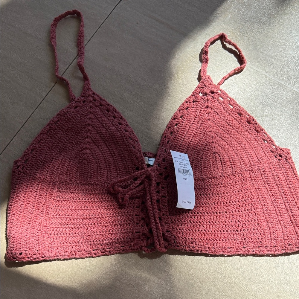 AMERICAN EAGLE Crochet Bralette Top in Rust SIZE L